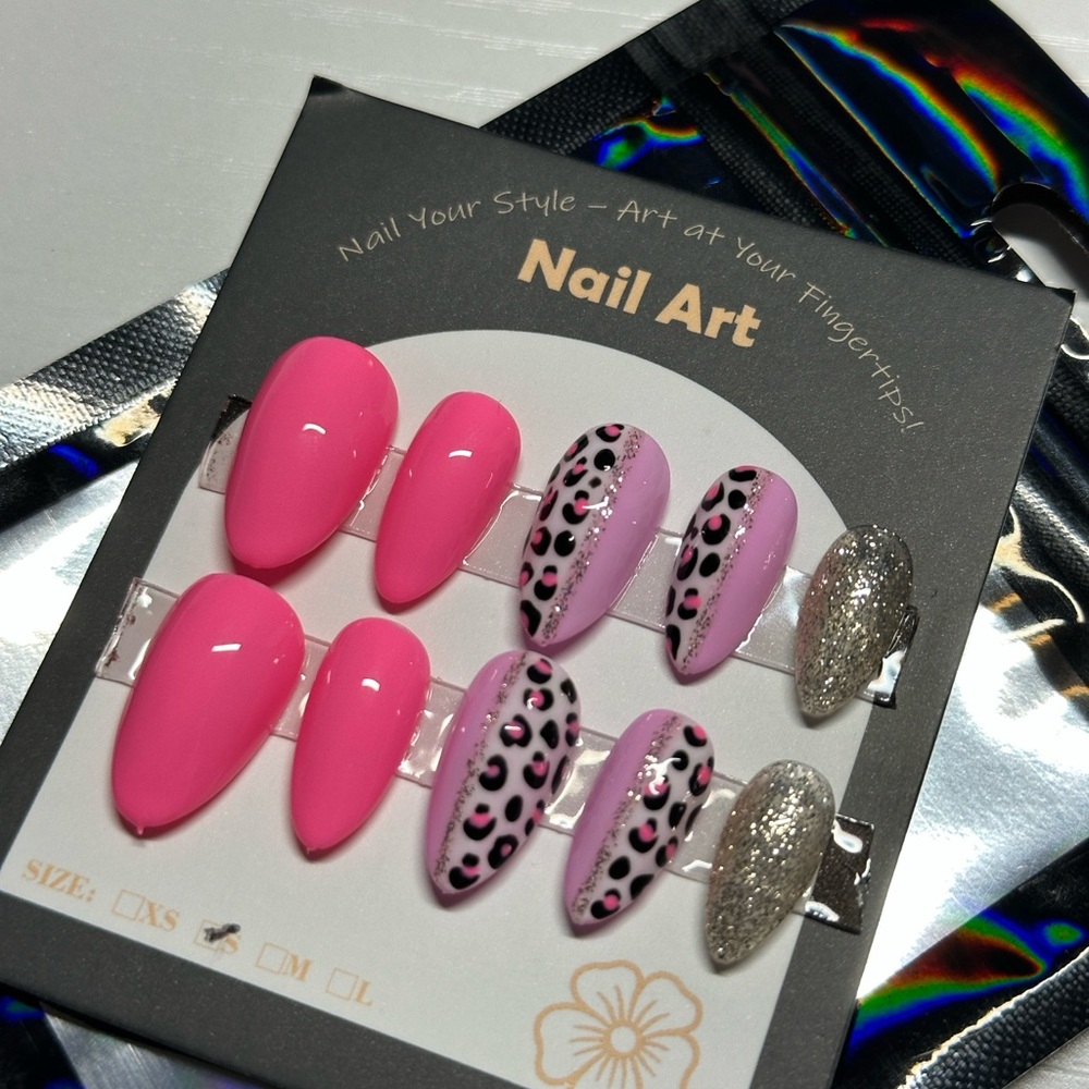 Pink and Purple Leopard Print Nail Art Set
